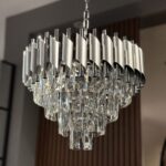 Candelabru Luxury Crystal Chrome 40 cm – Cristal K9 Premium, 4 Surse, Finisaj Argintiu Satinat