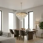 Candelabru Luxury Cristal Chrome 50 cm – Cristal K9 Premium și Metal Argintiu Cromat, 7 Surse E14, Design Modern pentru Living și Dormitor Matrimonial - imagine 4