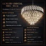 Candelabru Luxury Cristal Chrome 50 cm – Cristal K9 Premium și Metal Argintiu Cromat, 7 Surse E14, Design Modern pentru Living și Dormitor Matrimonial - imagine 11