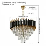 Candelabru Luxury Cristal Black 40 cm – Cristal K9 Premium și Metal Negru, 4 Surse E14, Design Modern pentru Living, Dormitor și Birou - imagine 9