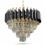 Candelabru Luxury Cristal Black 40 cm – Cristal K9 Premium și Metal Negru, 4 Surse E14, Design Modern pentru Living, Dormitor și Birou