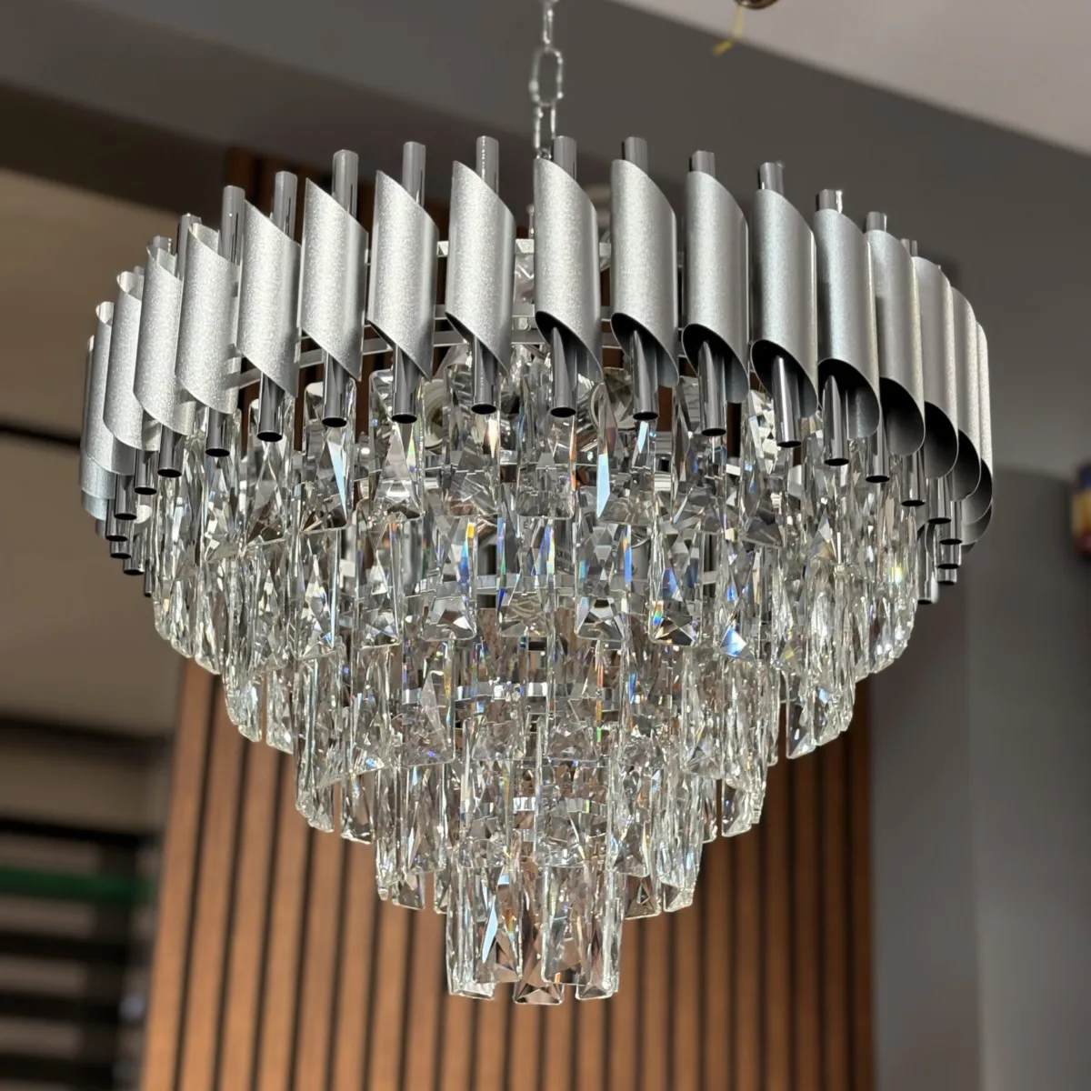 Candelabru Luxury Cristal Chrome 50 cm – Cristal K9 Premium și Metal Argintiu Cromat, 7 Surse E14, Design Modern pentru Living și Dormitor Matrimonial - imagine 2