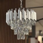 Candelabru Luxury Crystal Chrome 30 cm – Cristal K9 Premium, 3 Surse, Finisaj Argintiu Satinat