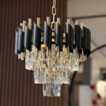 Candelabru Luxury Crystal Black 30 cm – Cristal K9 Premium, 3 Surse, Finisaj Negru Mat și Interior Auriu
