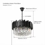 Candelabru Modern Prism Black 50 cm – Cristal K9 Premium Transparent și Metal Negru, 8 Becuri E27, Design Modern de Lux pentru Living și Dining - imagine 7