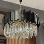 Candelabru Modern Prism Black 50 cm – Cristal K9 Premium Transparent și Metal Negru, 8 Becuri E14, Design Modern de Lux pentru Living și Dining - imagine 2