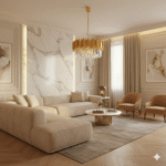 Candelabru Modern Prism Gold 50 cm – Cristal K9 Premium, 8 Surse, Finisaj Auriu Mat Texturat - imagine 2