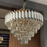 Candelabru Luxury Cristal White 50 cm – Cristal K9 Premium și Metal Alb, 7 Surse E27, Design Modern pentru Living și Dormitor Matrimonial