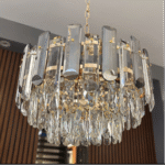 Candelabru Golden Bloom 40 cm – Cristal K9 Premium, Design Floral, 5 Surse, Finisaj Auriu Regal - imagine 6