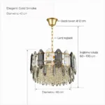 Candelabru Elegant Gold Smoke 40 cm – Cristal K9 Premium Fumuriu și Transparent, 6 Becuri E14, Design Modern de Lux pentru Living, Dining și Dormitor Master - imagine 9