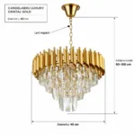 Candelabru Luxury Cristal Gold 40 cm – Cristal K9 Premium și Metal Auriu , 4 Surse E14, Design Modern pentru Dormitor, Hol și Living - imagine 9