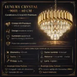 Candelabru Luxury Cristal Gold 40 cm – Cristal K9 Premium și Metal Auriu , 4 Surse E14, Design Modern pentru Dormitor, Hol și Living - imagine 11