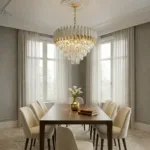 Candelabru Luxury Cristal White 50 cm – Cristal K9 Premium și Metal Alb, 7 Surse E14, Design Modern pentru Living și Dormitor Matrimonial - imagine 3