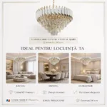Candelabru Luxury Cristal White 50 cm – Cristal K9 Premium și Metal Alb, 7 Surse E14, Design Modern pentru Living și Dormitor Matrimonial - imagine 6