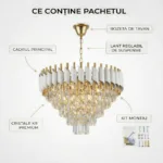 Candelabru Luxury Cristal White 50 cm – Cristal K9 Premium și Metal Alb, 7 Surse E14, Design Modern pentru Living și Dormitor Matrimonial - imagine 8