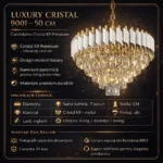 Candelabru Luxury Cristal White 50 cm – Cristal K9 Premium și Metal Alb, 7 Surse E14, Design Modern pentru Living și Dormitor Matrimonial - imagine 11