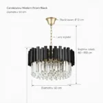 Candelabru Modern Prism Black 50 cm – Cristal K9 Premium Transparent și Metal Negru, 8 Becuri E14, Design Modern de Lux pentru Living și Dining - imagine 9