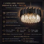 Candelabru Modern Prism Black 50 cm – Cristal K9 Premium Transparent și Metal Negru, 8 Becuri E14, Design Modern de Lux pentru Living și Dining - imagine 11