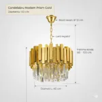 Candelabru Modern Prism Gold 40 cm – Cristal K9 Premium Transparent și Metal Auriu, 5 Becuri E14, Design Exclusiv pentru Dormitor, Hol și Living - imagine 9