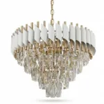 Candelabru Luxury Cristal White 50 cm – Cristal K9 Premium și Metal Alb, 7 Surse E14, Design Modern pentru Living și Dormitor Matrimonial