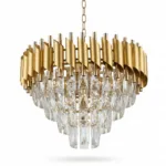Candelabru Luxury Cristal Gold 40 cm – Cristal K9 Premium și Metal Auriu , 4 Surse E14, Design Modern pentru Dormitor, Hol și Living