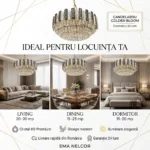 Candelabru Golden Bloom 60 cm – Cristal K9 Premium Transparent și Fumuriu, 10 Becuri E14, Design Modern de Lux pentru Living și Dining - imagine 6