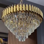 Candelabru Luxury Crystal Gold 60 cm – Cristal K9 Premium, 8 Surse, Finisaj Auriu Satinat