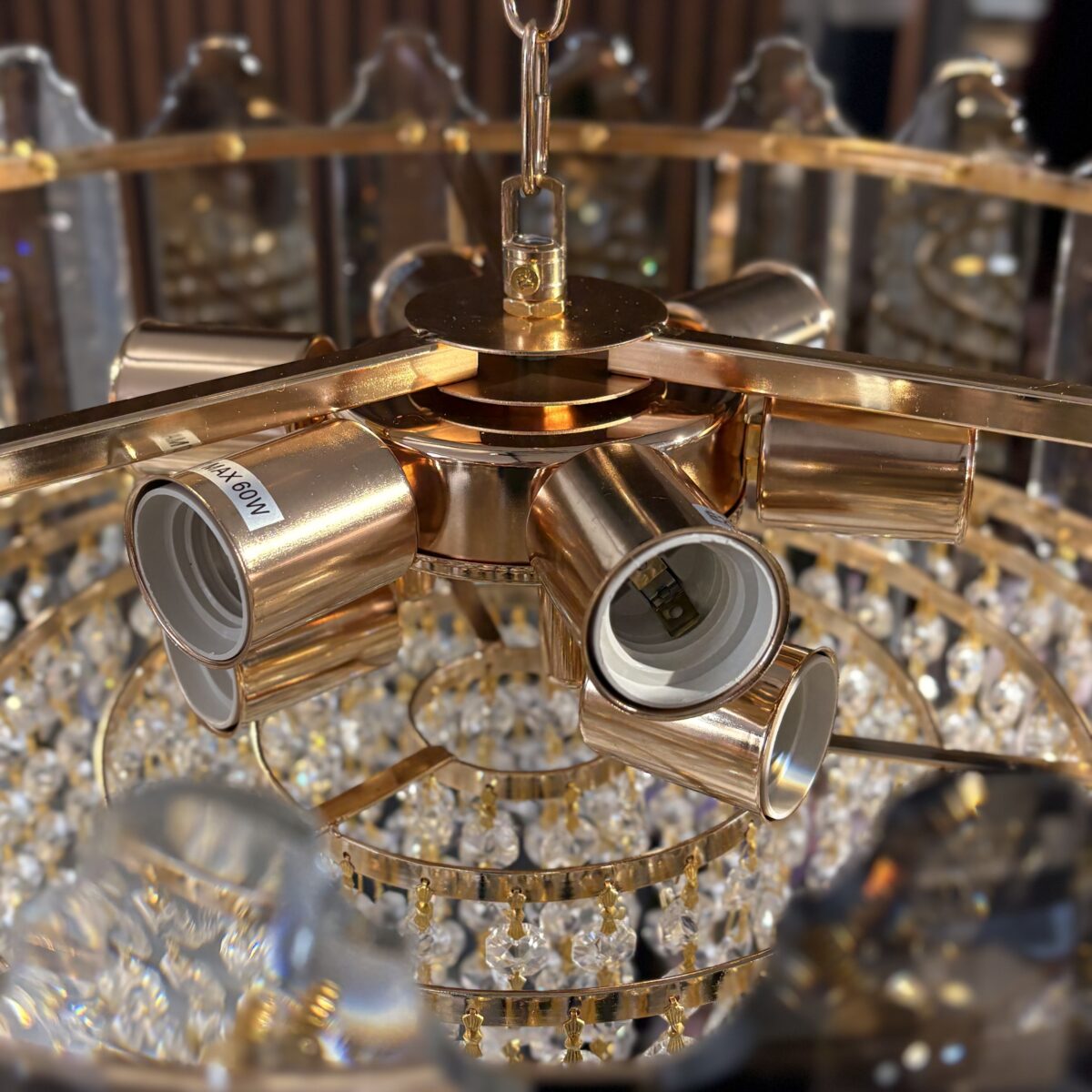 Candelabru Elegant Gold Smoke 50 cm – Cristal K9, Mix Sticlă Fumuriu-Transparent, 9 Surse - imagine 6