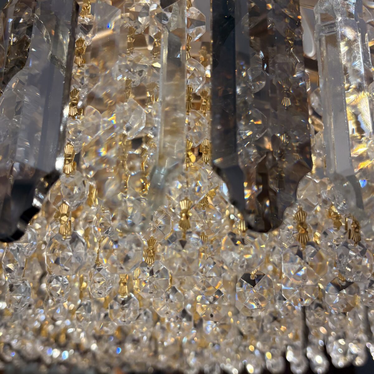 Candelabru Elegant Gold Smoke 50 cm – Cristal K9, Mix Sticlă Fumuriu-Transparent, 9 Surse - imagine 4