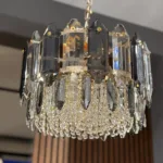 Candelabru Elegant Gold Smoke 40 cm – Cristal K9 Premium Fumuriu și Transparent, 6 Becuri E14, Design Modern de Lux pentru Living, Dining și Dormitor Master - imagine 2