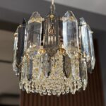 Candelabru Elegant Gold Smoke 30 cm – Cristal K9, Mix Sticlă Fumuriu-Transparent, 3 Surse