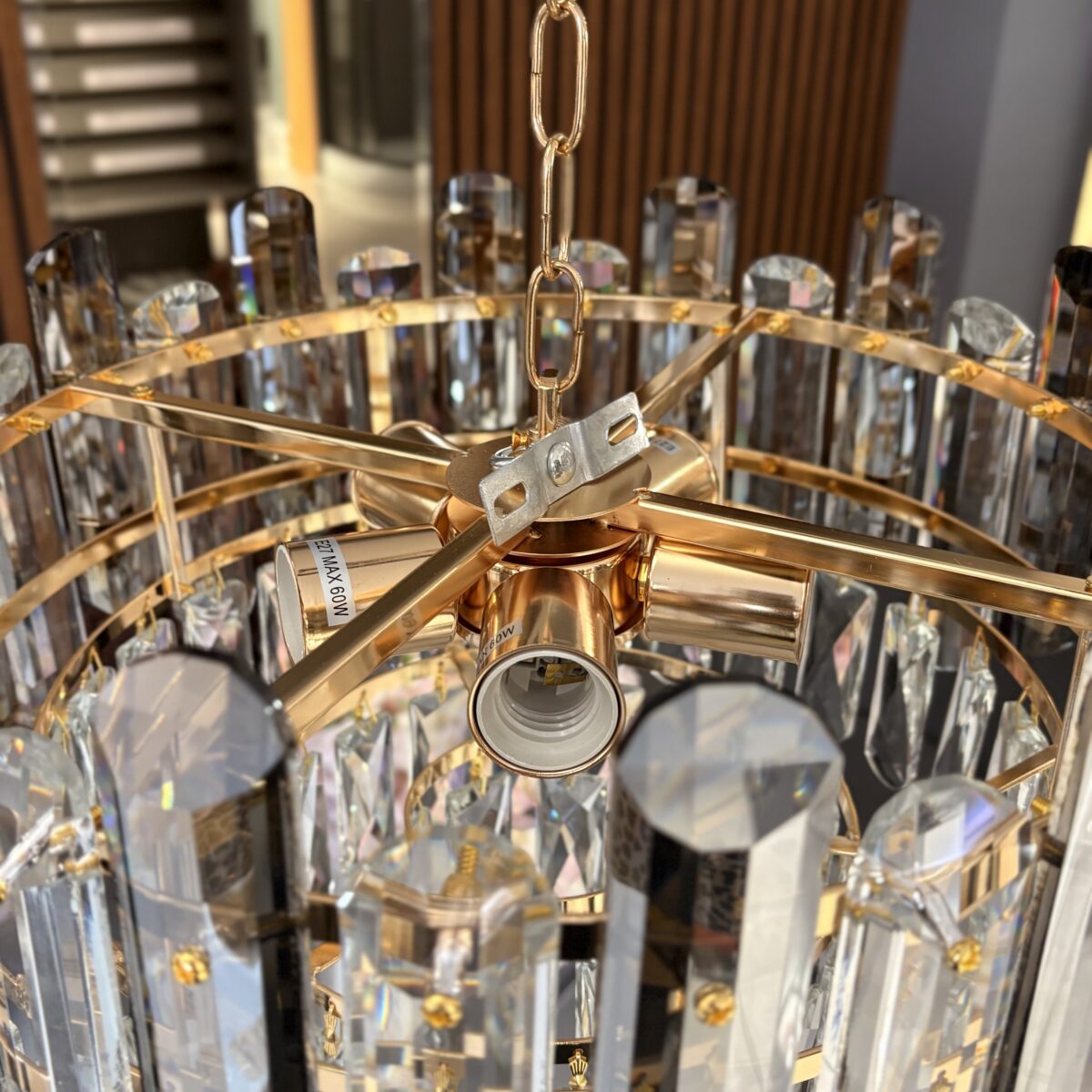 Candelabru Golden Bloom 40 cm – Cristal K9 Premium, Design Floral, 5 Surse, Finisaj Auriu Regal - imagine 4