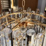 Candelabru Golden Bloom 40 cm – Cristal K9 Premium, Design Floral, 5 Surse, Finisaj Auriu Regal - imagine 4