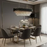 Candelabru Luxury Cristal Black - Grand Edition 80 cm – Cristal K9 Premium și Metal Negru, 8 Surse E14, Design Modern pentru Dining și Insulă Bucătărie - imagine 3