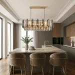 Candelabru Elegant Gold Smoke – Grand Edition, 80 cm Lungime, Cristal K9 Premium Fumuriu și Transparent, 12 Surse E14, Design Liniar de Lux pentru Dining și Living-uri Grandioase - imagine 3