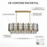 Candelabru Elegant Gold Smoke – Grand Edition, 80 cm Lungime, Cristal K9 Premium Fumuriu și Transparent, 12 Surse E14, Design Liniar de Lux pentru Dining și Living-uri Grandioase - imagine 8