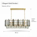 Candelabru Elegant Gold Smoke – Grand Edition, 80 cm Lungime, Cristal K9 Premium Fumuriu și Transparent, 12 Surse E14, Design Liniar de Lux pentru Dining și Living-uri Grandioase - imagine 9