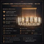 Candelabru Elegant Gold Smoke – Grand Edition, 80 cm Lungime, Cristal K9 Premium Fumuriu și Transparent, 12 Surse E14, Design Liniar de Lux pentru Dining și Living-uri Grandioase - imagine 10