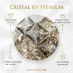 Candelabru Diamond Smoke 40 cm – Cristale K9 Fațetate în Nuanțe de Fum și Clar, 4 Surse E14, Design Modern de Lux pentru Living sau Dormitor Master - imagine 7