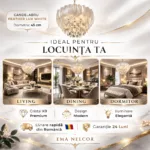 Candelabru Feather Lux White 45 cm – Design Organic cu Petale din Sticlă Mată și Cristal K9, 6 Becuri E14, Eleganță Boemă pentru Dormitor și Living - imagine 5