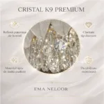 Candelabru Feather Lux White 45 cm – Design Organic cu Petale din Sticlă Mată și Cristal K9, 6 Becuri E14, Eleganță Boemă pentru Dormitor și Living - imagine 6