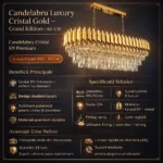 Candelabru Luxury Cristal Gold - Grand Edition 80 cm – Cristal K9 Premium și Metal Auriu, 8 Becuri E14, Design Modern pentru Dining și Living - imagine 10