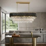 Candelabru Luxury Cristal Black - Grand Edition 80 cm – Cristal K9 Premium și Metal Negru, 8 Surse E14, Design Modern pentru Dining și Insulă Bucătărie - imagine 4