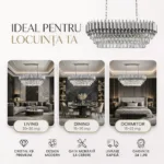 Candelabru Luxury Cristal Chrome - Grand Edition 80 cm – Cristal K9 Premium și Metal Argintiu Cromat, 8 Surse E14, Design Modern pentru Dining și Living Luminos - imagine 6