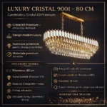 Candelabru Luxury Cristal White - Grand Edition 80 cm – Cristal K9 Premium și Metal Alb, 8 Surse E14, Design Modern pentru Dining și Living Luminos - imagine 10