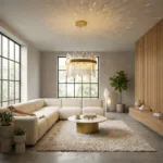 Candelabru Golden Rain 40 cm – Design Art Deco cu Tije din Sticlă Cristalizată, Tehnologie LED și Finisaj Auriu Satinat, Ideal pentru Ambientări Moderne și Sofisticate - imagine 4