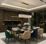 Candelabru Modern Prism Black – Grand Edition, 81 cm – Cristal K9 Premium Transparent și Metal Negru Mat, 8 Becuri E14, Design Liniar Exclusiv pentru Dining și Insulă Bucătărie - imagine 3