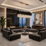 Candelabru Modern Prism Black – Grand Edition, 81 cm – Cristal K9 Premium Transparent și Metal Negru Mat, 8 Becuri E14, Design Liniar Exclusiv pentru Dining și Insulă Bucătărie - imagine 4