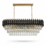 Candelabru Luxury Cristal Black - Grand Edition 80 cm – Cristal K9 Premium și Metal Negru, 8 Surse E14, Design Modern pentru Dining și Insulă Bucătărie