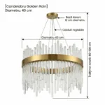 Candelabru Golden Rain 40 cm – Design Art Deco cu Tije din Sticlă Cristalizată, Tehnologie LED și Finisaj Auriu Satinat, Ideal pentru Ambientări Moderne și Sofisticate - imagine 8